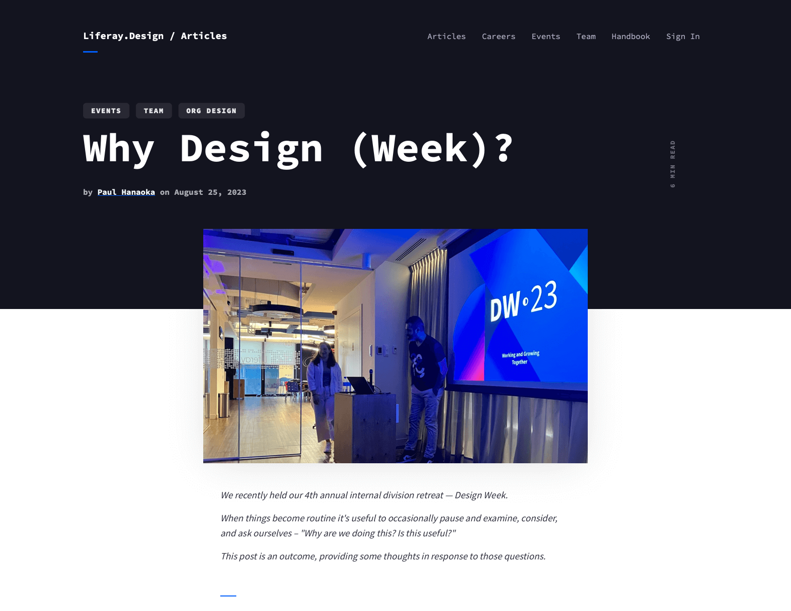 screenshot of the article page